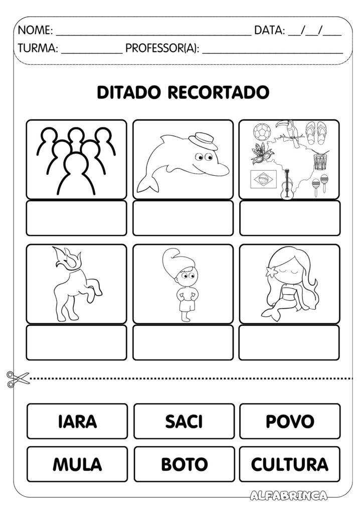 Sequência didática Alfabrinca sobre o Folclore Brasileiro para alfabetização. Texto original +  atividades para desenvolver leitura e escrita. Download gratuito.