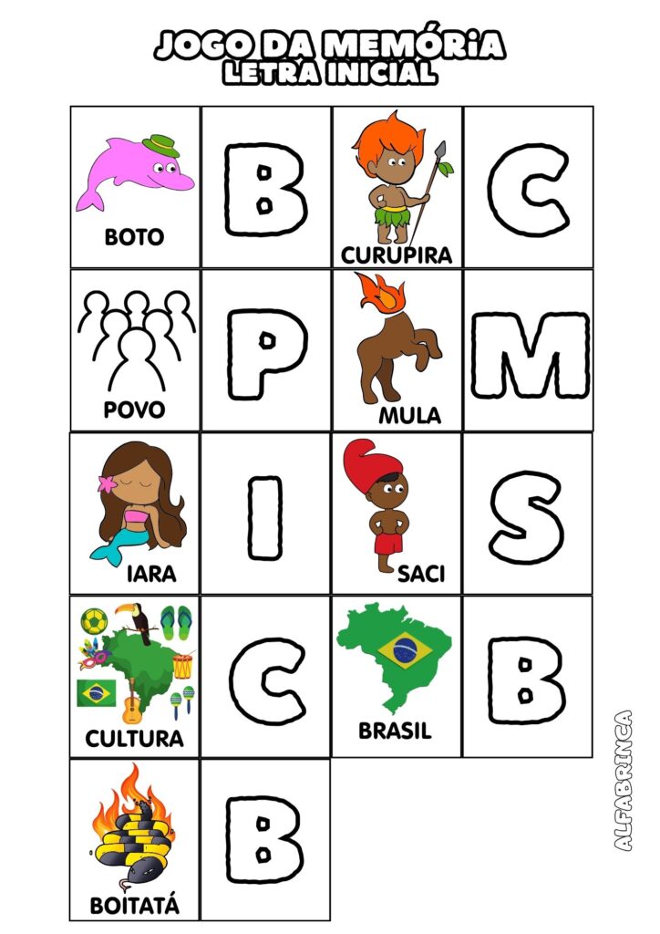 Sequência didática Alfabrinca sobre o Folclore Brasileiro para alfabetização. Texto original +  atividades para desenvolver leitura e escrita. Download gratuito.