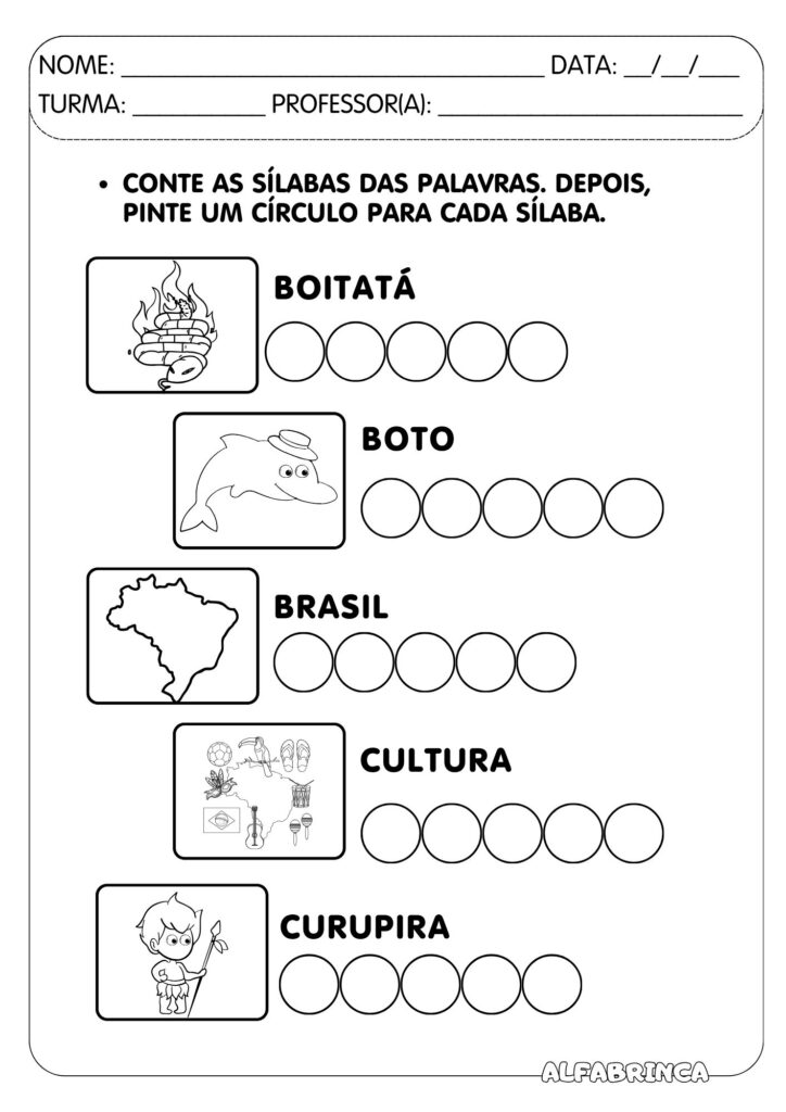 Sequência didática Alfabrinca sobre o Folclore Brasileiro para alfabetização. Texto original +  atividades para desenvolver leitura e escrita. Download gratuito.