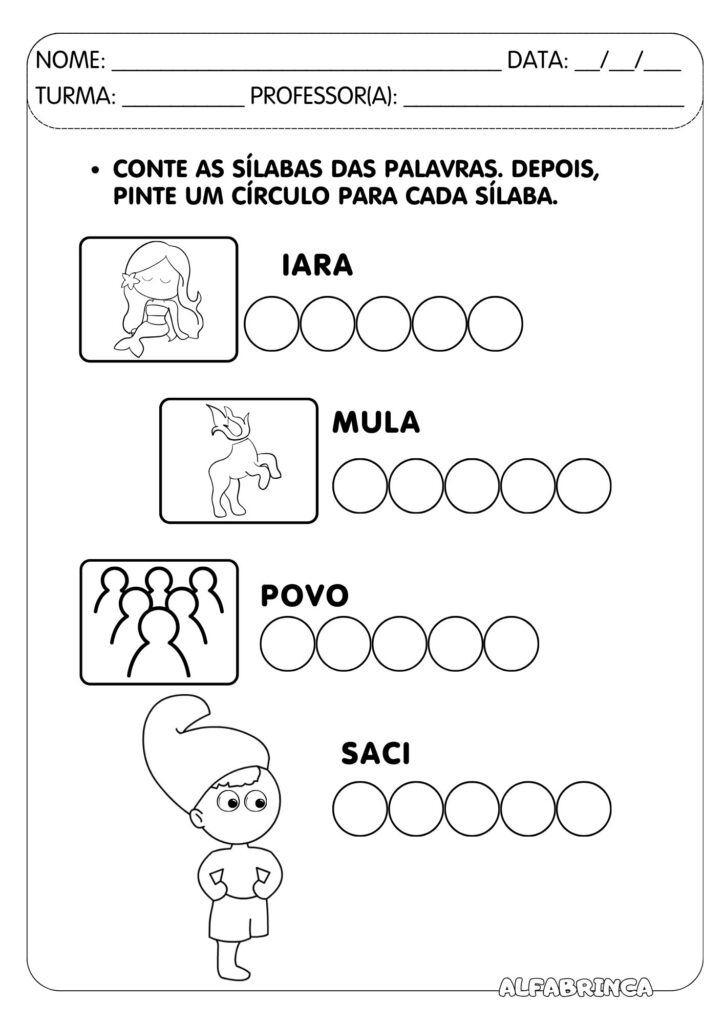 Sequência didática Alfabrinca sobre o Folclore Brasileiro para alfabetização. Texto original +  atividades para desenvolver leitura e escrita. Download gratuito.