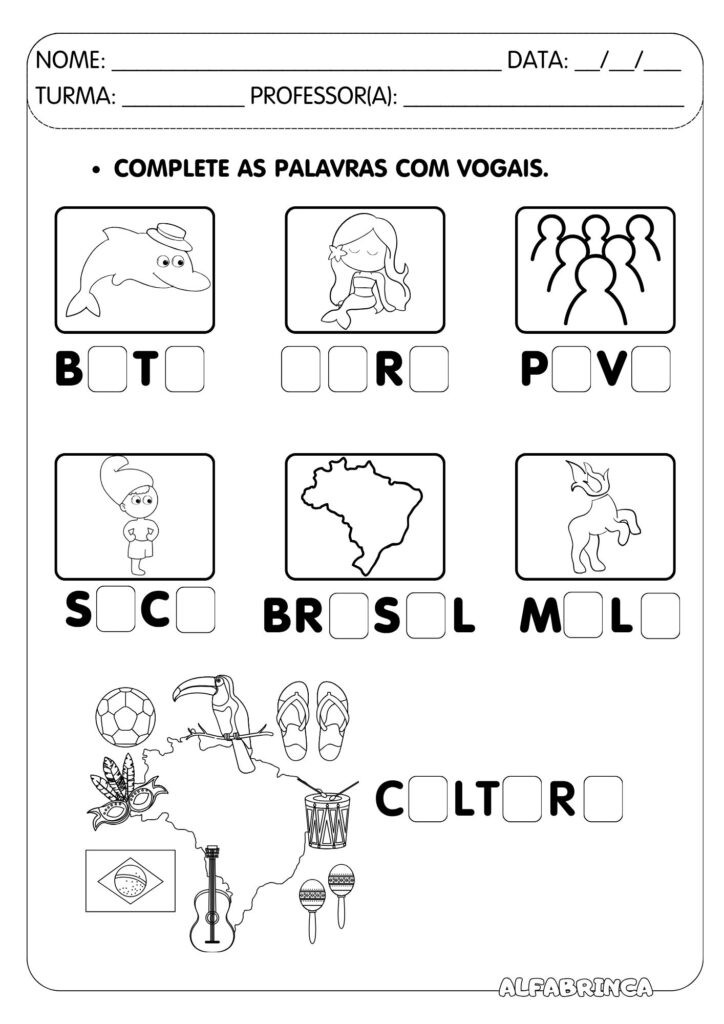 Sequência didática Alfabrinca sobre o Folclore Brasileiro para alfabetização. Texto original +  atividades para desenvolver leitura e escrita. Download gratuito.