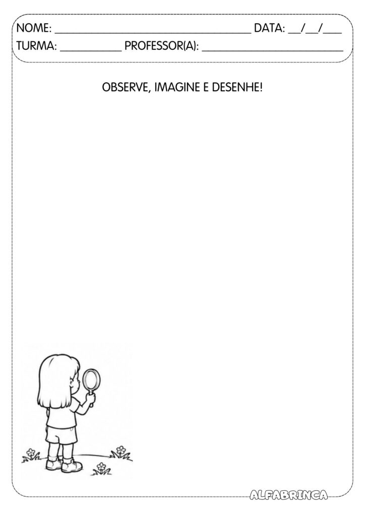 Observe, imagine e desenhe! Atividade pronta para imprimir - Alfabrinca