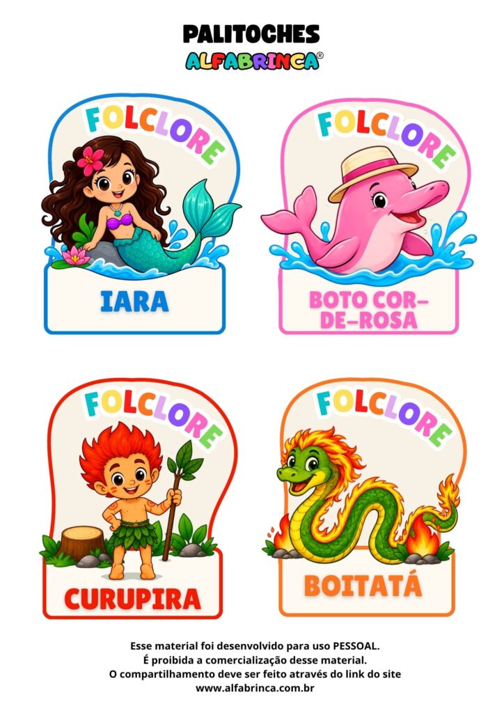 Palitoches do Folclore para imprimir – Kit gratuito - Alfabrinca