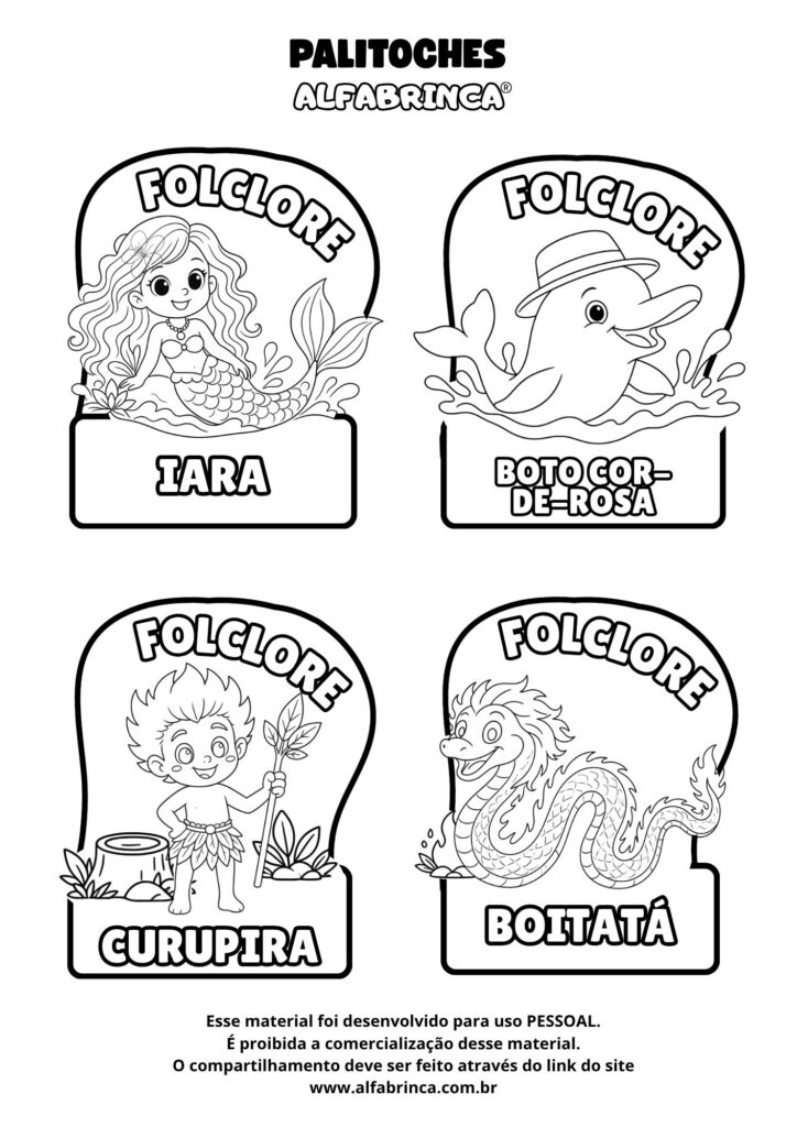 Palitoches do Folclore para imprimir – Kit gratuito - Alfabrinca