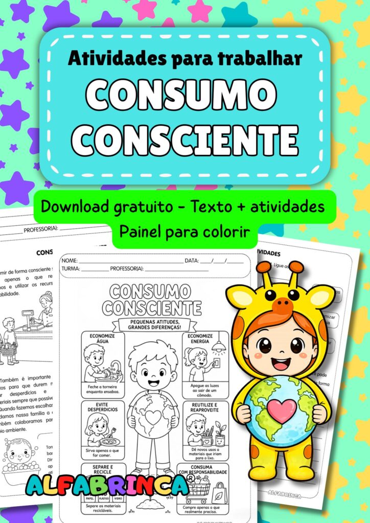 Consumo consciente - Educação para o Consumo - Atividade pronta para imprimir - Alfabrinca