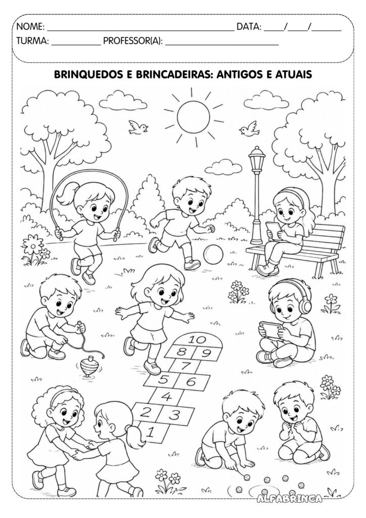 Brinquedos e brincadeiras: antigos e atuais – Atividade pronta para imprimir