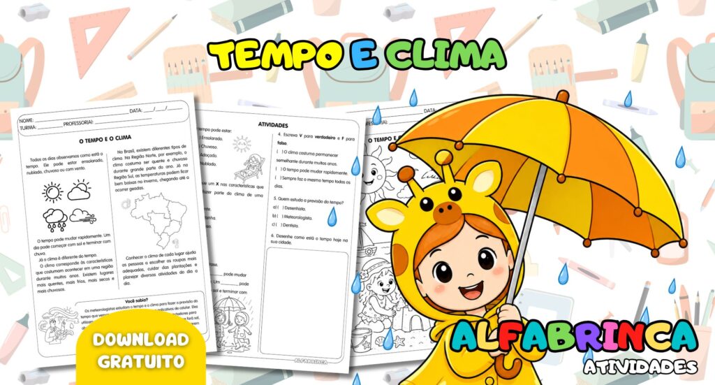 O Tempo e o Clima – Atividade de Geografia pronta para imprimir - Alfabrinca