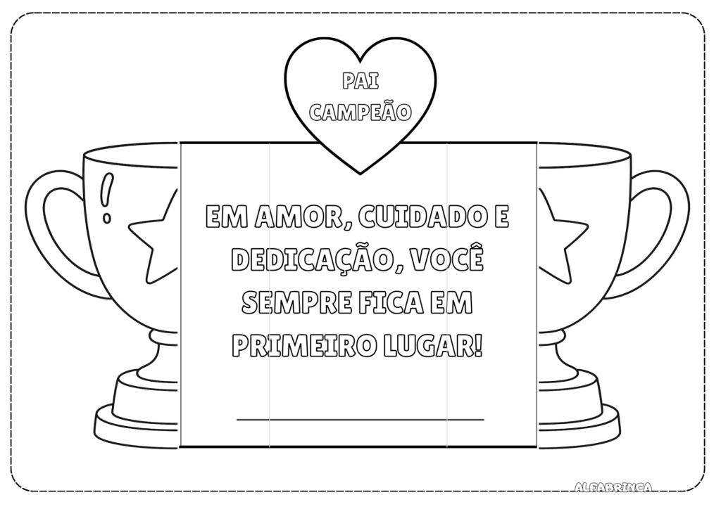 Baixe gratuitamente o Troféu Pai Campeão, uma lembrancinha para o Dia dos Pais pronta para imprimir, colorir, recortar e montar com as crianças. Alfabrinca