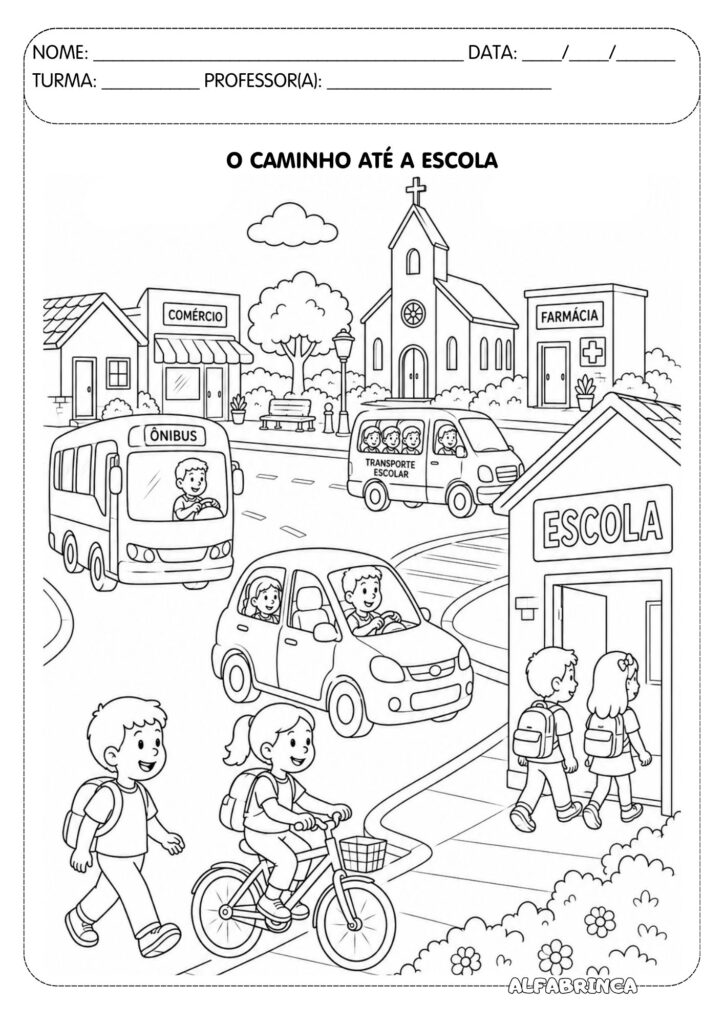 O caminho até a escola – Atividade de Geografia para o Ensino Fundamental - Alfabrinca