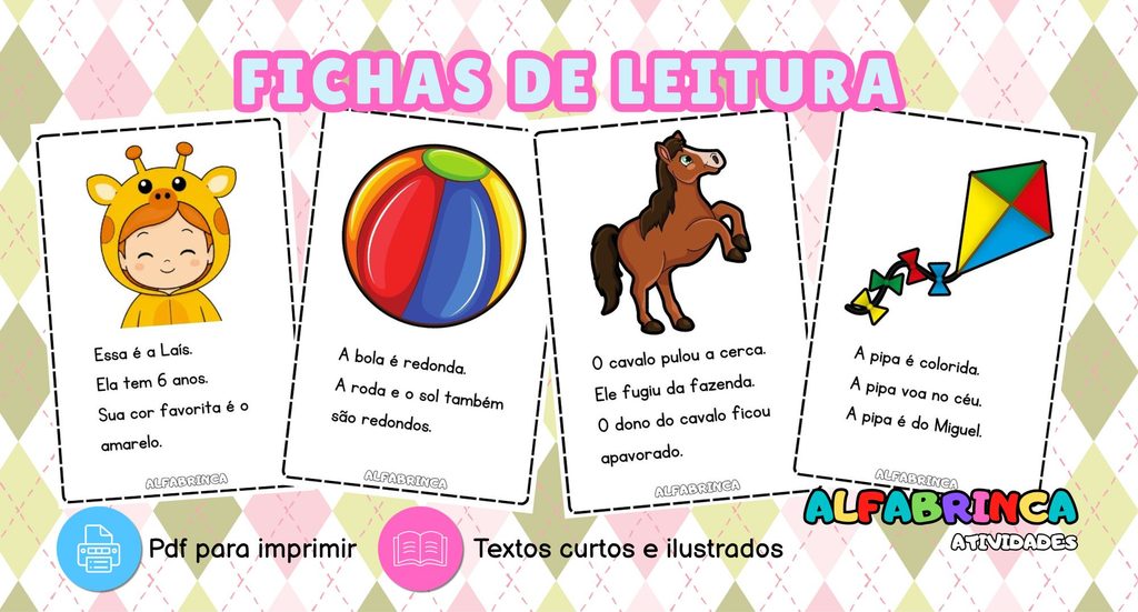 Fichas de leitura para alfabetização em PDF gratuito para imprimir