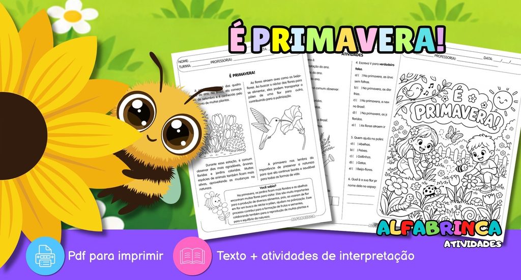 Atividades sobre a Primavera para imprimir e colorir – Alfabrinca