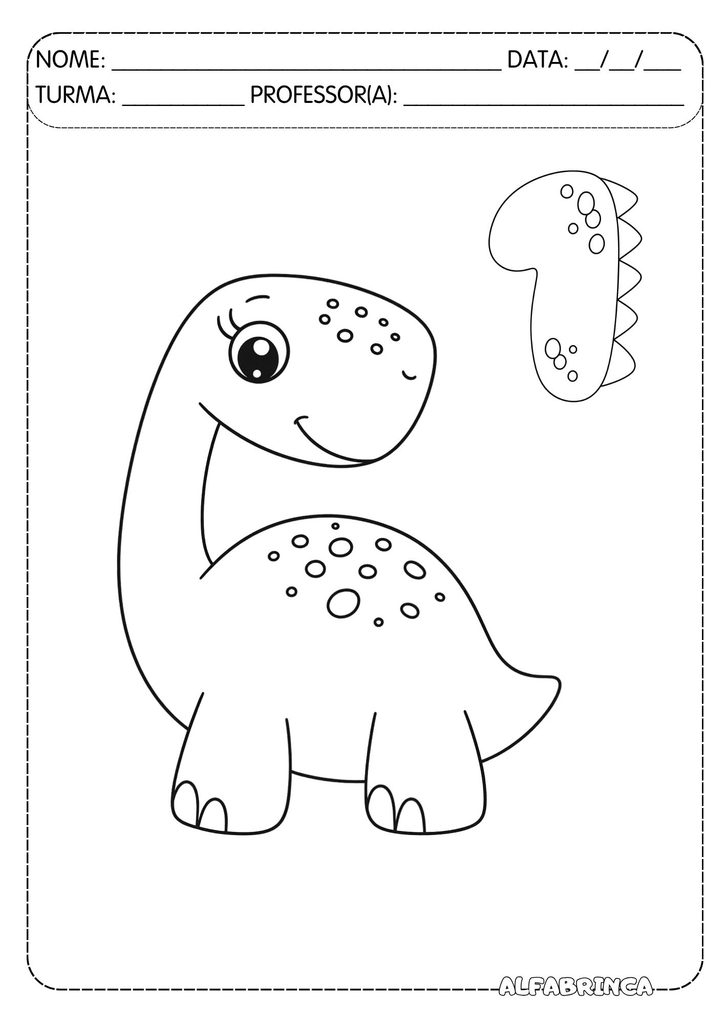 Atividade números de 1 a 10 com dinossauros para contar e colorir – Alfabrinca