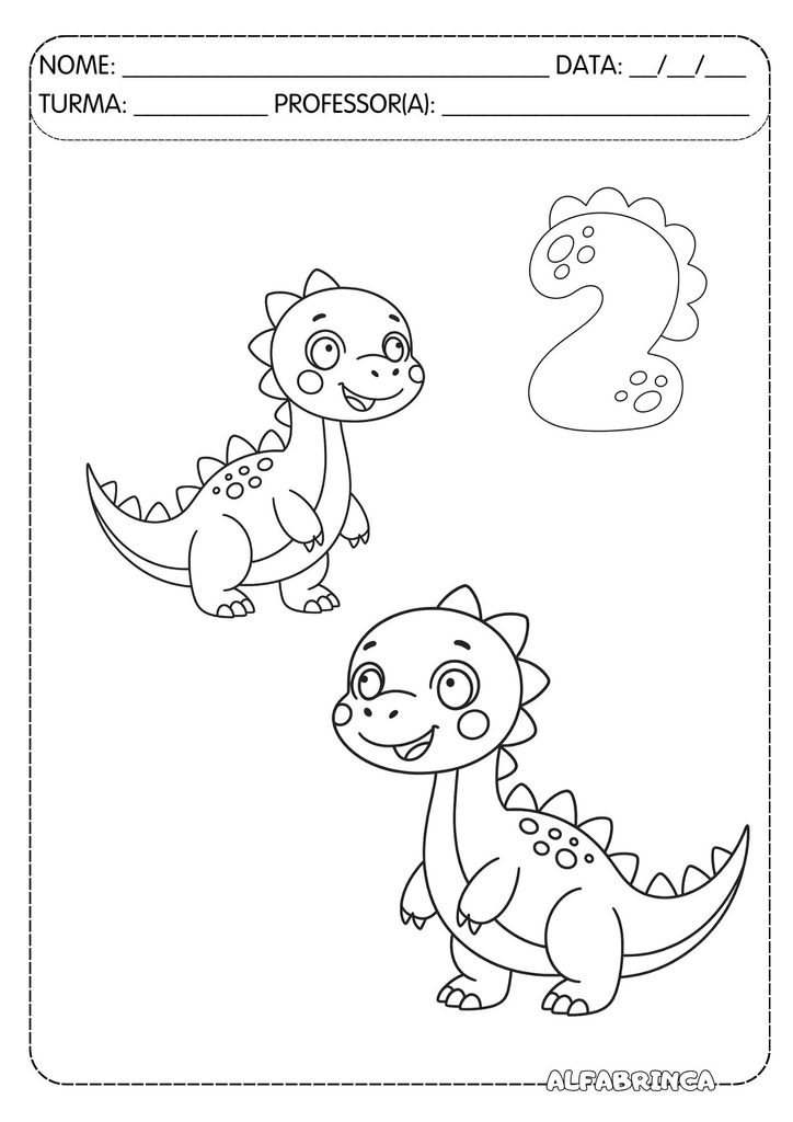 Atividade números de 1 a 10 com dinossauros para contar e colorir – Alfabrinca