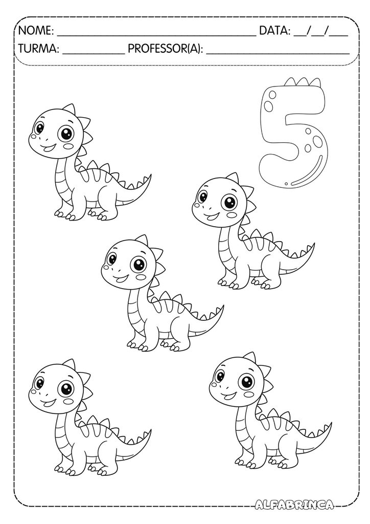 Atividade números de 1 a 10 com dinossauros para contar e colorir – Alfabrinca