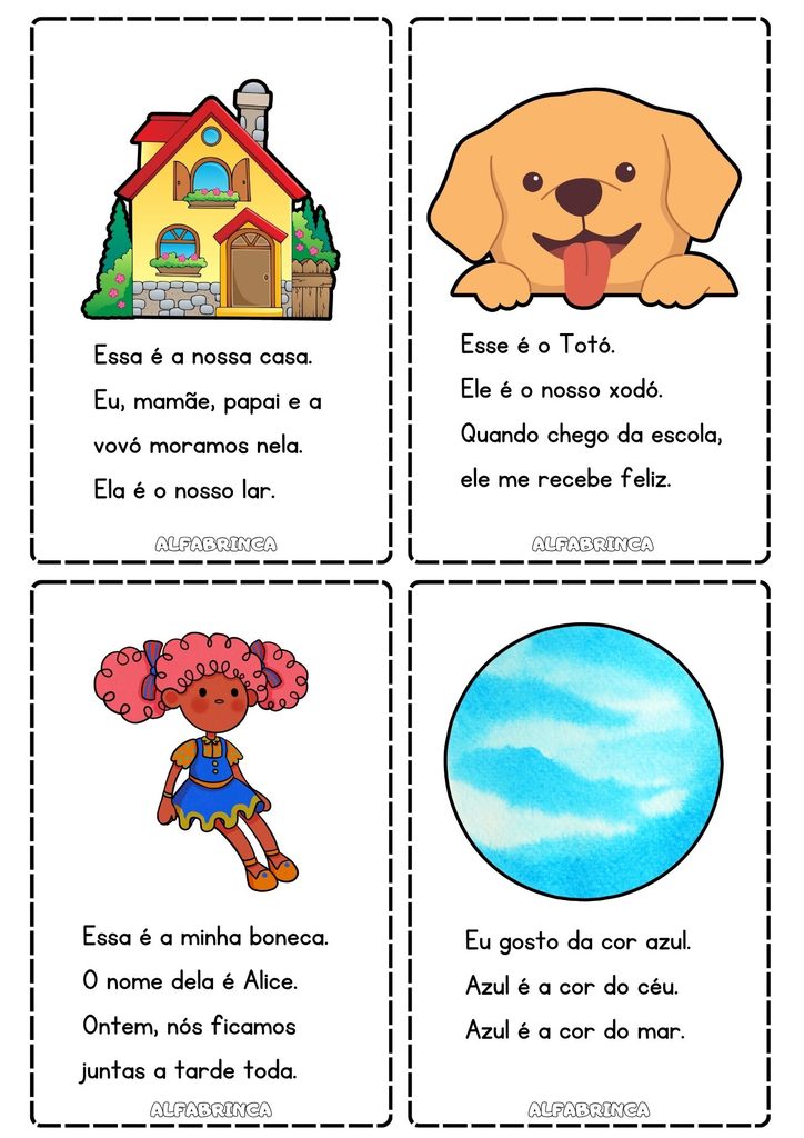 Fichas de leitura para alfabetização em PDF gratuito para imprimir
