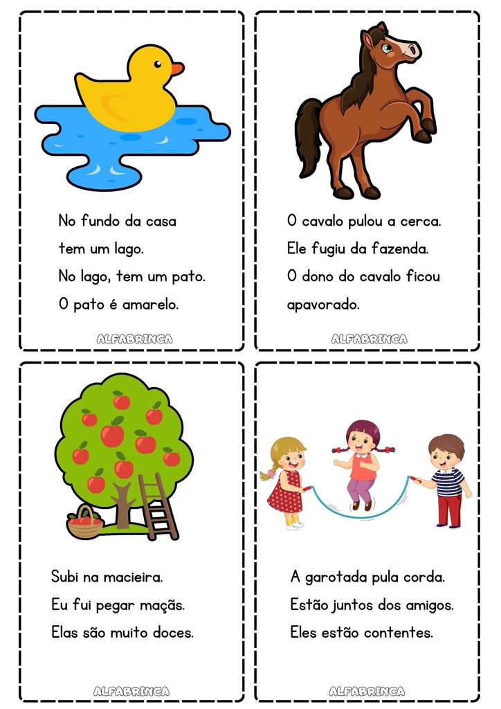 Fichas de leitura para alfabetização em PDF gratuito para imprimir