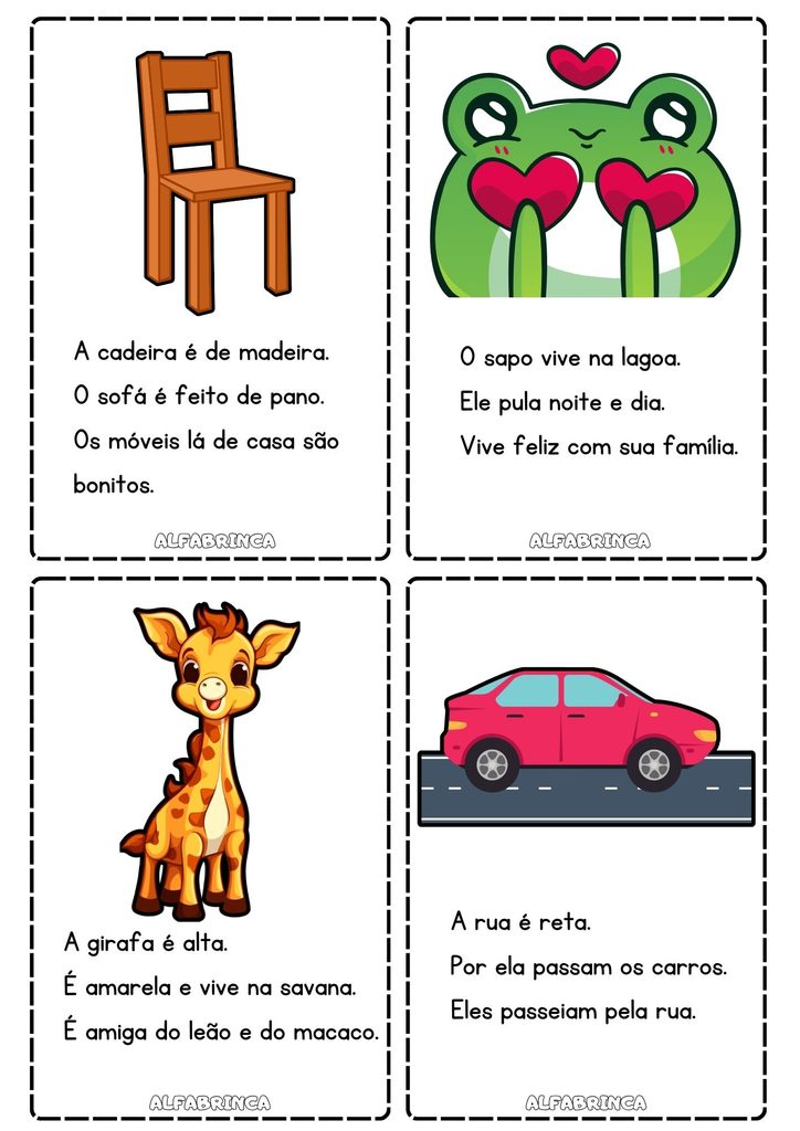 Fichas de leitura para alfabetização em PDF gratuito para imprimir