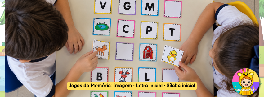 Jogo da memória - Animais da fazenda, letra inicial e sílaba inicial. 
