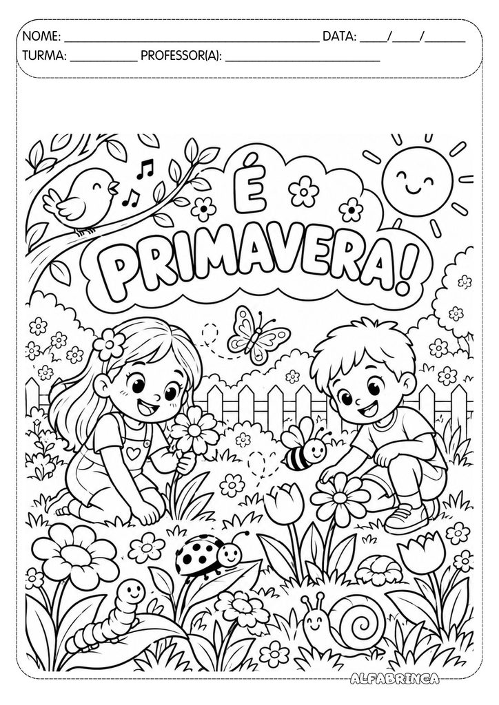 Atividades sobre a Primavera para imprimir e colorir – Alfabrinca