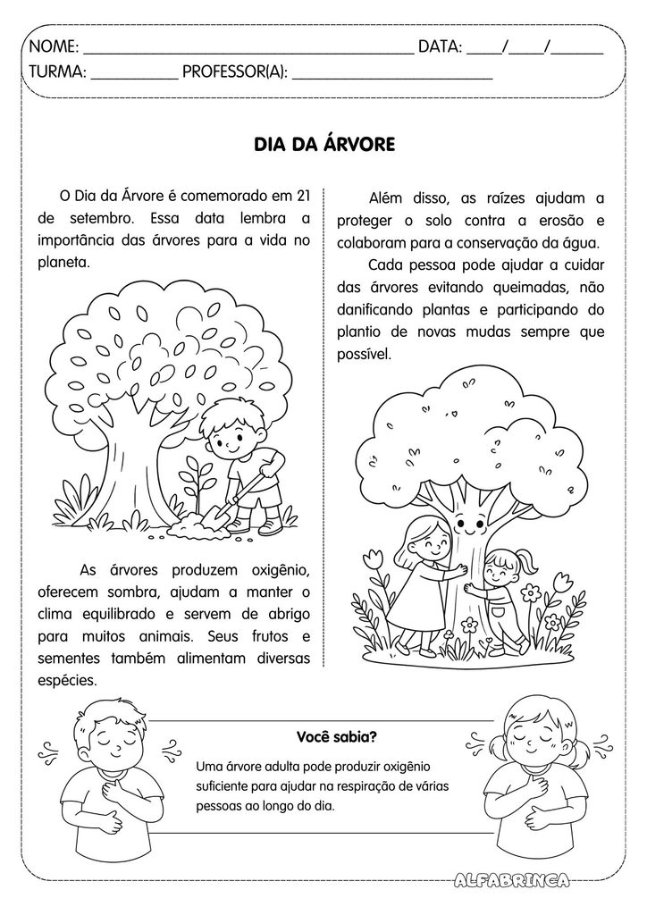 Dia da Árvore – Texto e atividades de interpretação para o Ensino Fundamental
