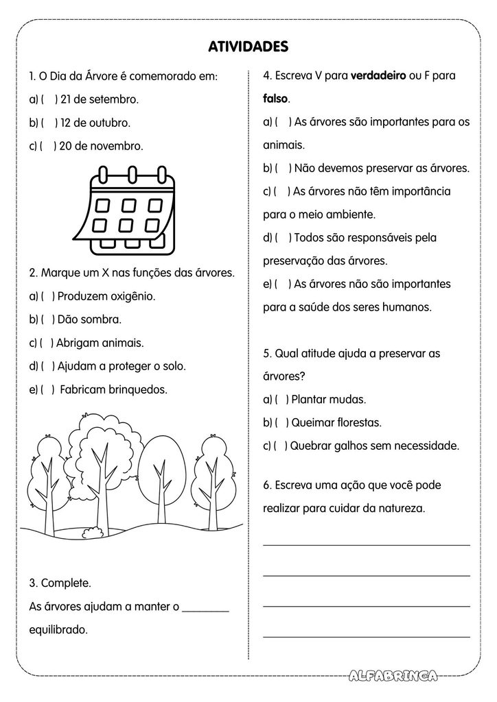 Dia da Árvore – Texto e atividades de interpretação para o Ensino Fundamental