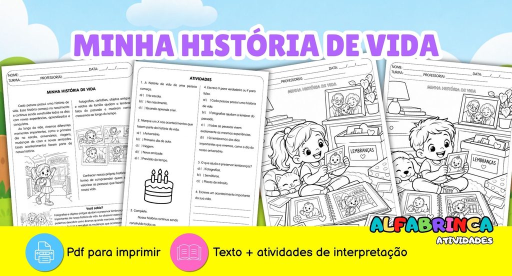 Atividade Minha História de Vida para 1º e 2º ano para imprimir